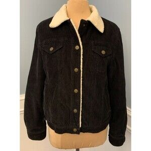 Marvin Richards Bomber Jacket Womens M Sherpa Lined Black Cotton Corduroy